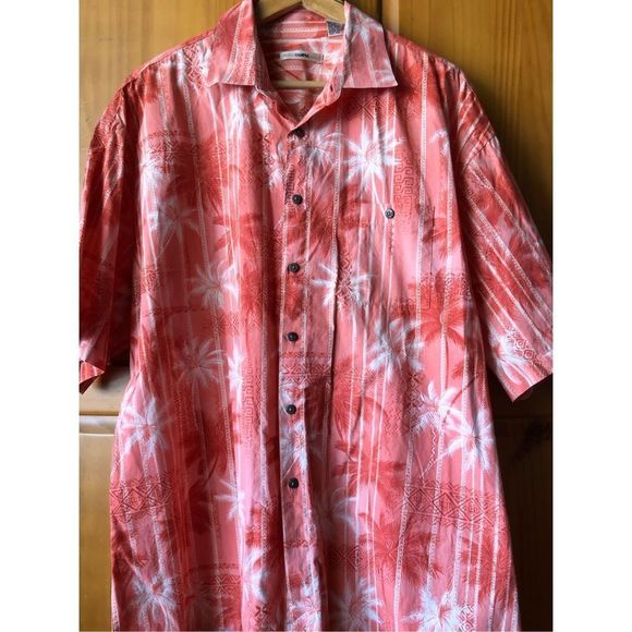 Campia Moda Button-Up Mens palms  Hawaiian Camp Shirt Coconut Button Size XXL - Picture 1 of 12
